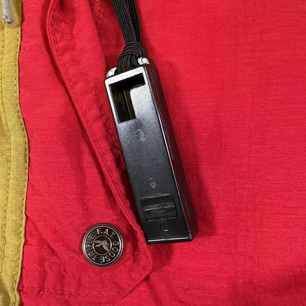 Vintage Triple FAT Goose Jacket Mens Small Colorblock Red Yellow Green Down 90s - Picture 3 of 11